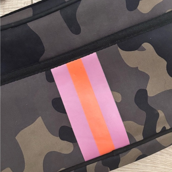 Camo Neoprene Crossbody Bag with Pink and Orange Strap - Picture 3 of 7